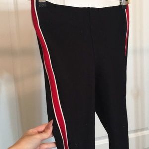 ZARA Trafaluc Red Athletic Stripe Leggings